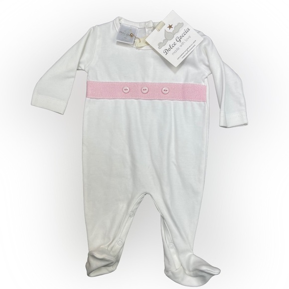 NWT Dolce Goccia Pink Belt Knit Footie - Picture 1 of 7